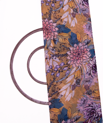 Ochre Yellow Colour Leaf Digital Print Chiffon Fabric